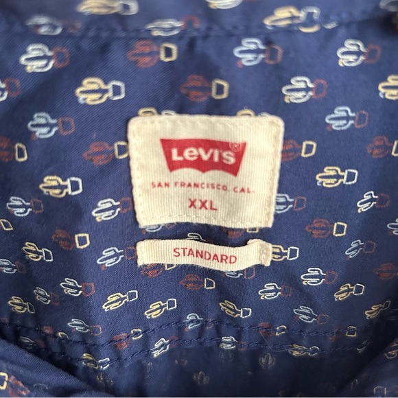 Levi Short Sleeve Button Down Men’s Shirt with Tiny Cactus Print Size XXL - Picture 5 of 7